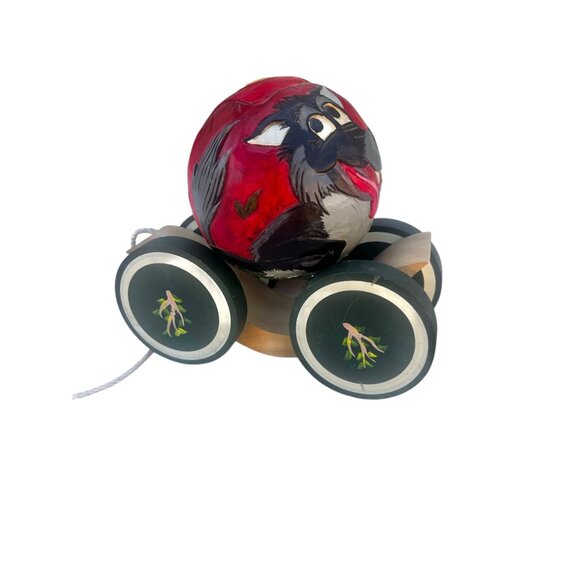 Handcrafted 1992 Briere Wooden Pull Toy With Little Red Riding Hood & Big Bad Wo - Picture 5 of 16